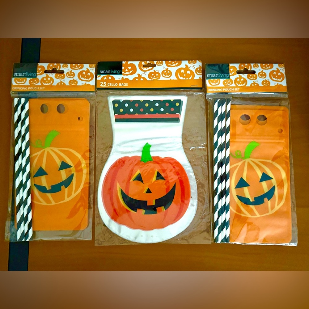 Smart Living Pumpkin Drink Pouch Set & Cello Treat Bags